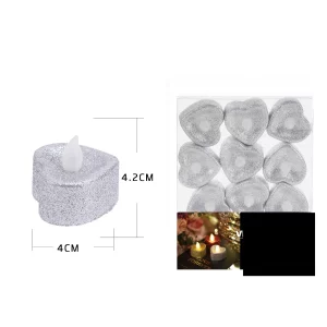Design útil e criativo: As velas prateadas em forma de coração adicionam um toque de elegância às suas celebrações.Fácil de usar: Basta ligar a vela e desfrutar da iluminação prateada