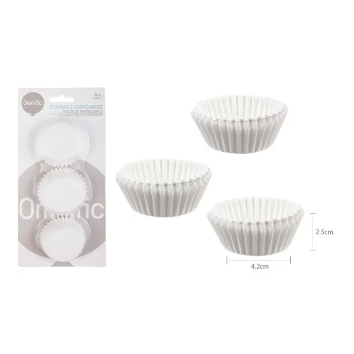 As Formas para Cupcakes 9.0CM são perfeitas para assar deliciosos cupcakes. Este pacote contém 80 unidades na cor branca