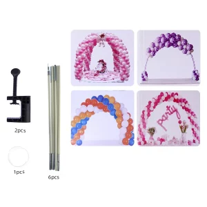 Estrutura de Arco de Balões para Mesa: configuração fácil para a decoração centralizada da sua festa.Quantidade por Pacote: Apresentando um único pacote