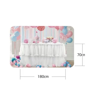 Saia de mesa branca com dimensões de 70cm*180cm