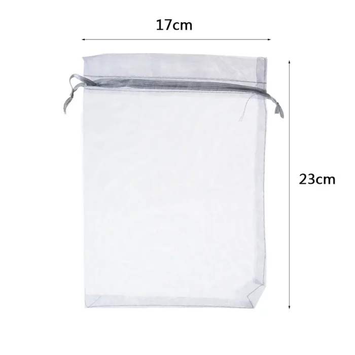 Sacos de organza de alta qualidade adequados para todas as ocasiões;Tamanho conveniente de 17*23cm perfeitamente adequado para armazenar doces;Disponível na cor cinza prateado