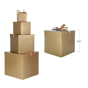 Luxuosa caixa de presente dourada com dimensões de 10.0cm x 10.0cm