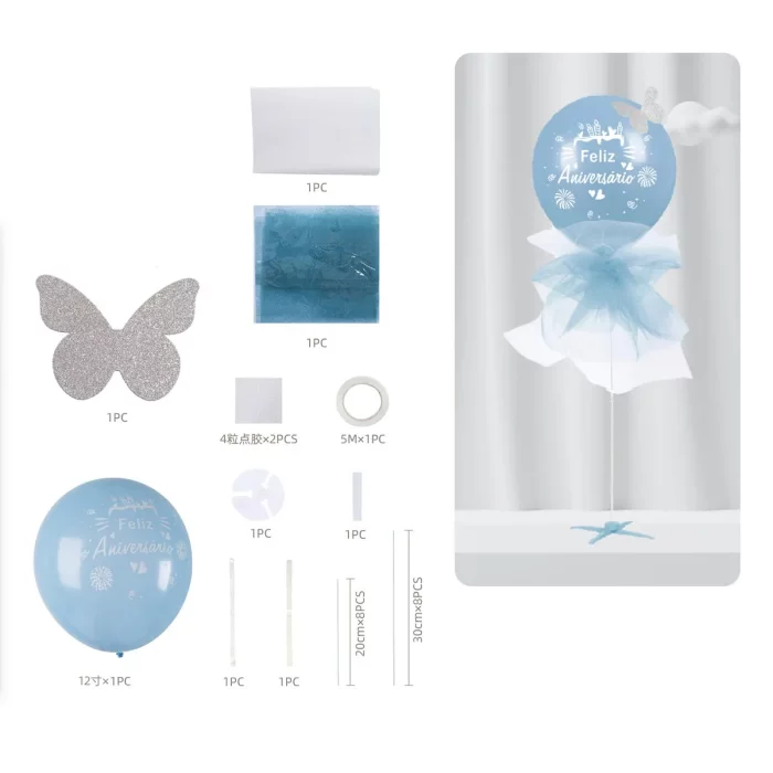 Kit de aniversário premium: nosso kit de balões azuis é perfeito para comemorações e decoração de festas de aniversário.Prático e de alta qualidade: o kit vem com suportes