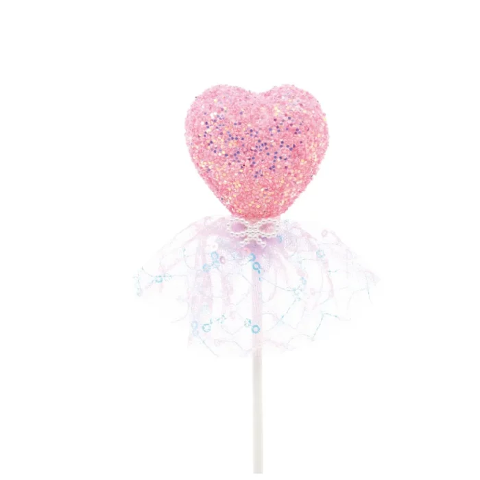 Topo de bolo festivo rosa com design em forma de coração adiciona um toque romântico e adorável à celebração.Feito de renda delicada