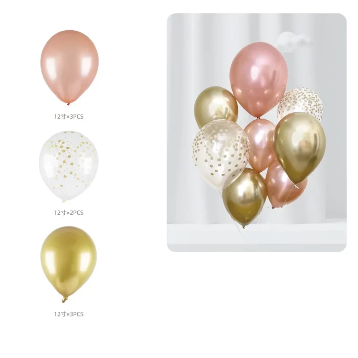 Este kit inclui 8 balões retrô rosa ouro