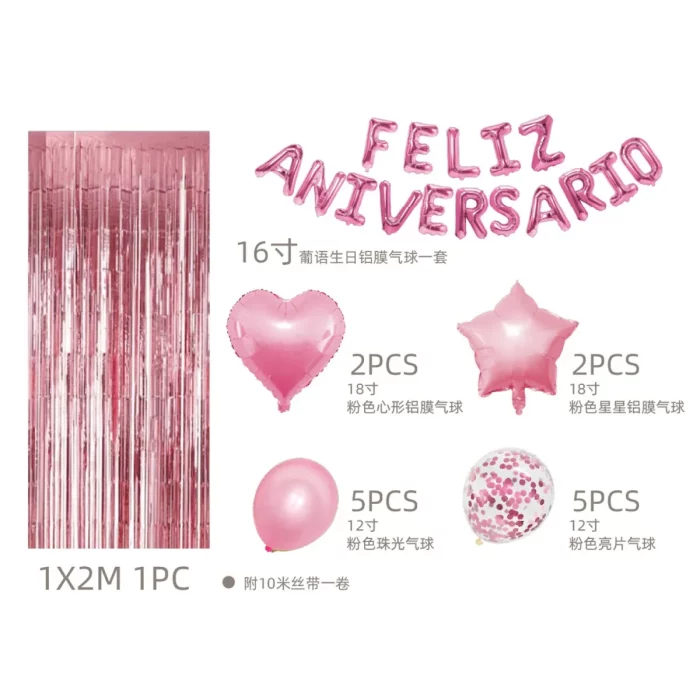 Kit completo de balões rosa com 30 peças
