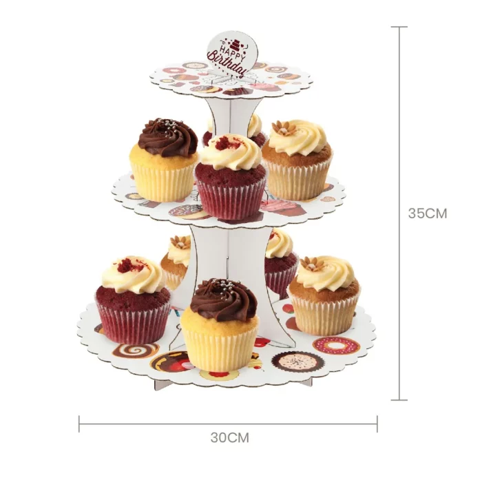 Suporte de cupcakes branco com design sofisticado