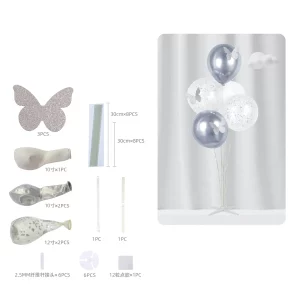 Este kit contém 5 balões metalizados de alta qualidade.Vem com suportes para facilitar a montagem e colocação na sua mesa ou em qualquer local de sua escolha. Adorne sua festa com nosso kit de balões metalizados. Perfeito para adicionar um toque de estilo e elegância.
