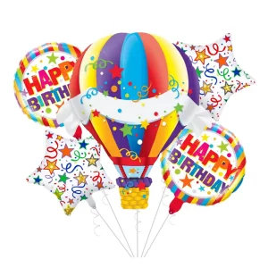 O Kit Premium de 5 peças de Balões Mylar possui um design atraente de balão de ar quente