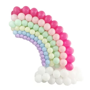 O kit contém 176 balões coloridos perfeitos para todas as festas.Possui cores vibrantes e variadas para formar um belo padrão de arco-íris.Ideais para aniversários