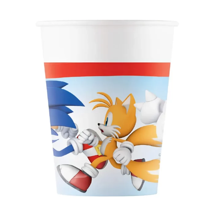 Copos de papel de 200ml com design temático do Sonic Next Generation