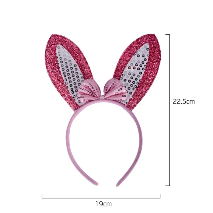 Bandolete de festa com design de orelhas de coelho cobertas de lantejoulas que proporciona um look festivo e divertido.Ideal para festas temáticas