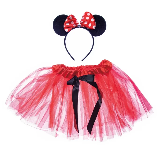 Este conjunto de Fato de Princesa Vermelho inclui um vestido full flare com detalhes delicados