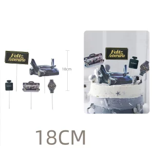 Pacote contém 5 topes de bolo com design de carros esportivos.Perfeito para ocasiões de aniversário.Tamanho de cada topo é de 18