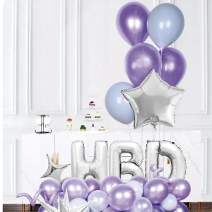 Este kit vem com 51 balões da série roxo e prata. É uma mistura tão bonita para decorações de aniversário.Sendo de alta qualidade e duráveis