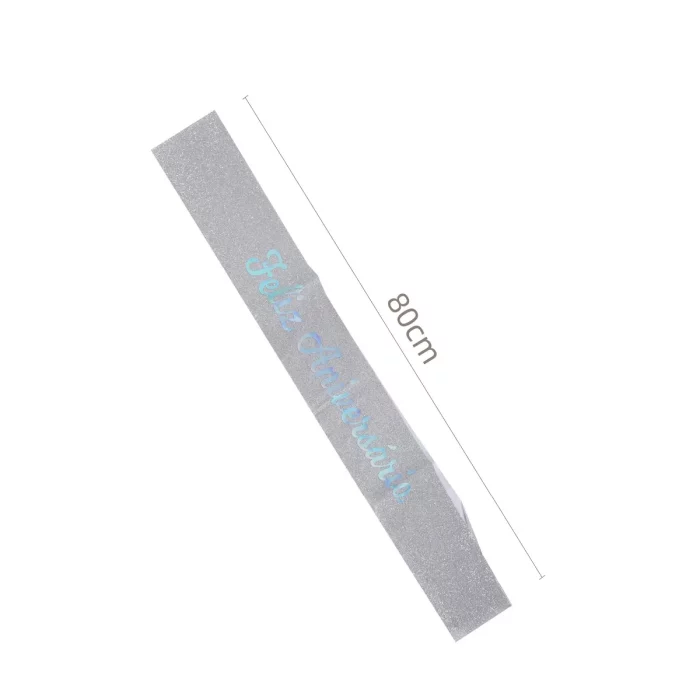 Design atraente com slogan 'FELIZ ANIVERSARIO' brilhante.Cor fluorescente vibrante para destacar a atmosfera da festa.Embalado individualmente para fácil distribuição.Ideal para todas as comemorações de aniversário. Faixa de aniversário com purpurina prateada e fluorescente para melhorar a atmosfera da festa.