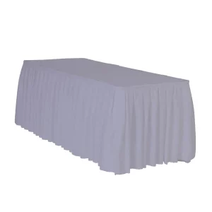 Saia de Mesa prateada de alta qualidade para uma decoração encantadora e requintada de festas e eventos.Medindo 73cm*426cm