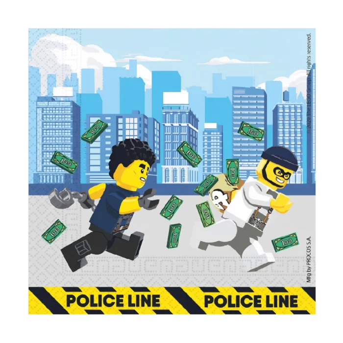 Mantenha a diversão sempre à mão com estes 20 guardanapos LEGO City. Com um design colorido e vibrante