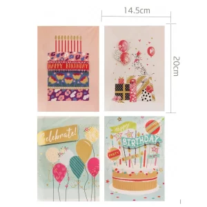 Cartão de aniversário exclusivo com padrão 'HAPPY BIRTHDAY' agregando um toque pessoal à sua celebração.Cada pacote contém uma unidade perfeitamente embalada e pronta para uso.A surpresa de um cartão musical será uma adição chocante e agradável ao dia especial do destinatário. Cartão de aniversário com música inglês XC315. Adicione alegria e um toque pessoal às suas celebrações!