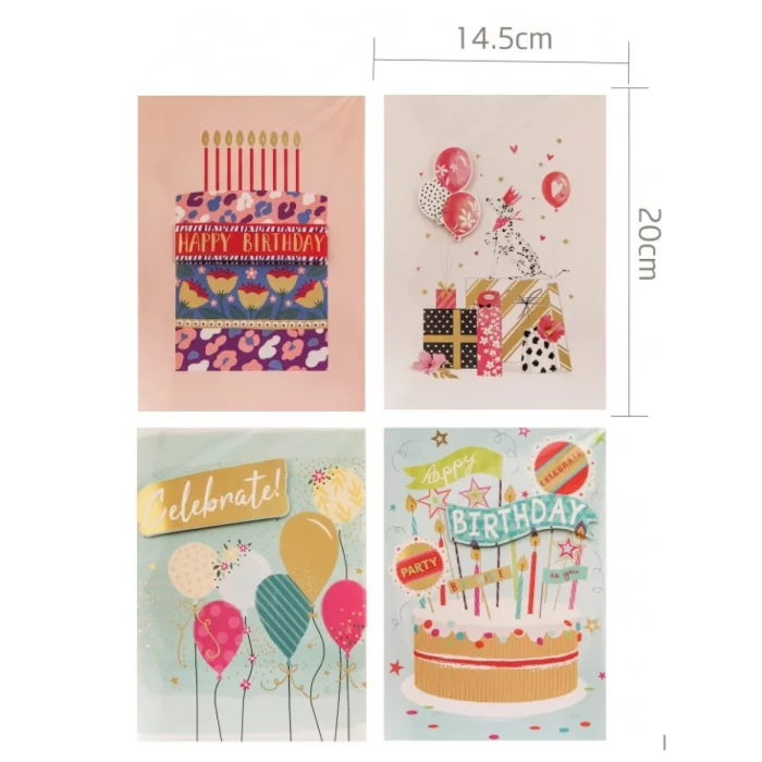 Cartão de aniversário exclusivo com padrão 'HAPPY BIRTHDAY' agregando um toque pessoal à sua celebração.Cada pacote contém uma unidade perfeitamente embalada e pronta para uso.A surpresa de um cartão musical será uma adição chocante e agradável ao dia especial do destinatário. Cartão de aniversário com música inglês XC315. Adicione alegria e um toque pessoal às suas celebrações!