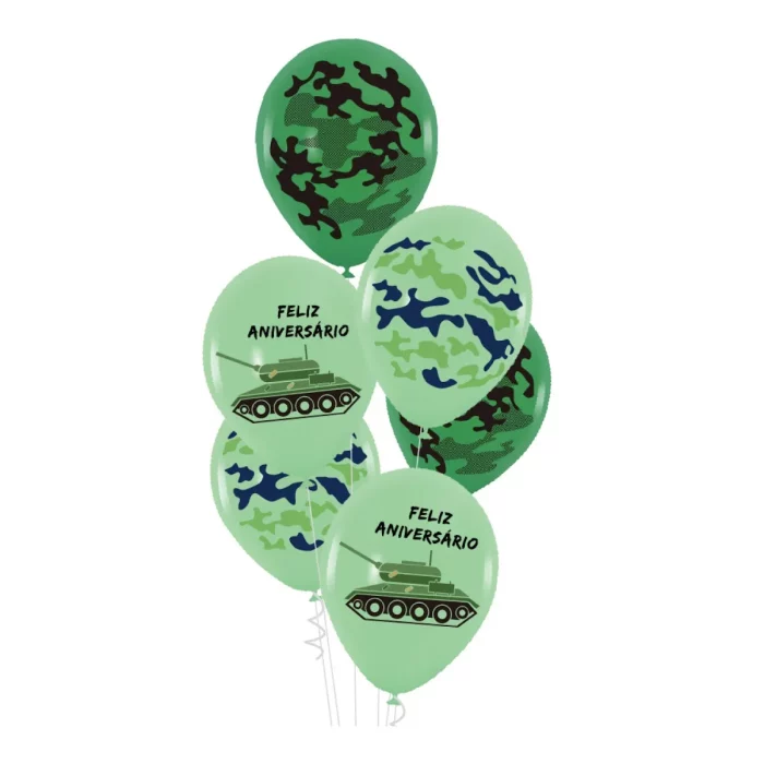 Divirta-se com este kit de balões em cores camufladas! Perfeito para festas