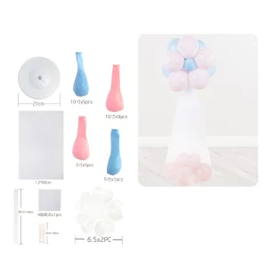 Este produto é um conjunto de colunas de balões coloridos com 18 peças