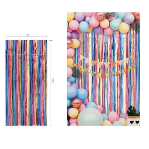 Cortinas de festa vibrantes e coloridas perfeitas para criar um ambiente festivo e animado.Cada pacote contém uma cortina de festa de 1*2m