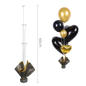 Este suporte para balões dourado tem um visual retrô elegante
