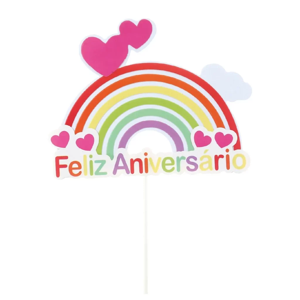 Topo de bolo de dupla camada na cor rosa para aniversário