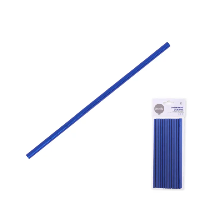 Este pacote de 25pcs palhinhas de papel azul são ótimas para celebrações de aniversário
