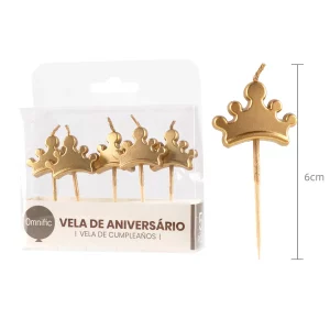 Conjunto de 5 velas com um design luxuoso de coroa dourada