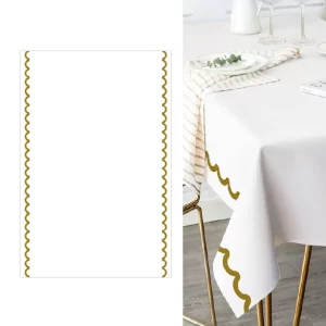 Toalha de mesa de aniversário elegante com padrão de ondas marcantes e brilho reluzente