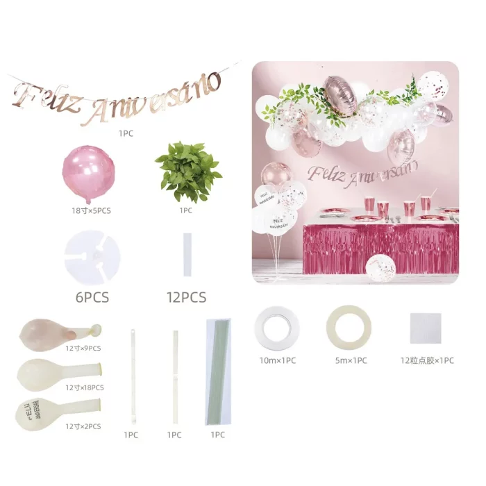 Este kit incrível contém 33 balões coloridos para fazer a sua festa brilhar.A cor rosa dourada transparente dá um toque de elegância e sofisticação a qualquer evento. Ideal para festas e celebrações