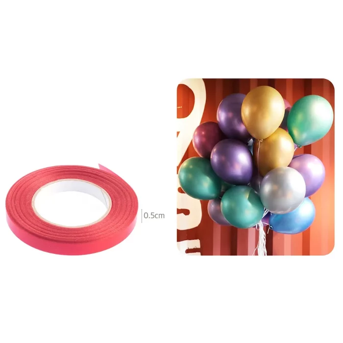 Pacote contém 6 fitas para decoração de festas com balões.Coloração vibrante e atraente na cor vermelha.Tamanho prático de 0.5cm de largura por 10m de comprimento por fita. Kit com 6 fitas vermelhas p/ balões (0.5cm*10m) para decoração de festas intensa e festiva.