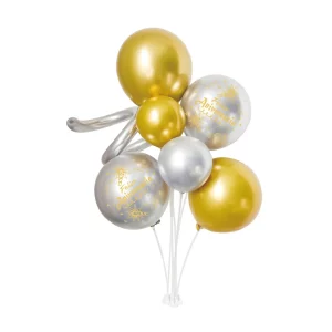 Este kit de balões de aniversário vem prontamente configurado com 7 balões de alta qualidade