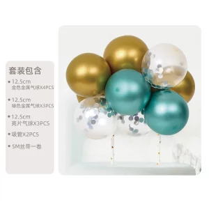 Este kit de mini balões para bolo vem em verde vibrante e ouro
