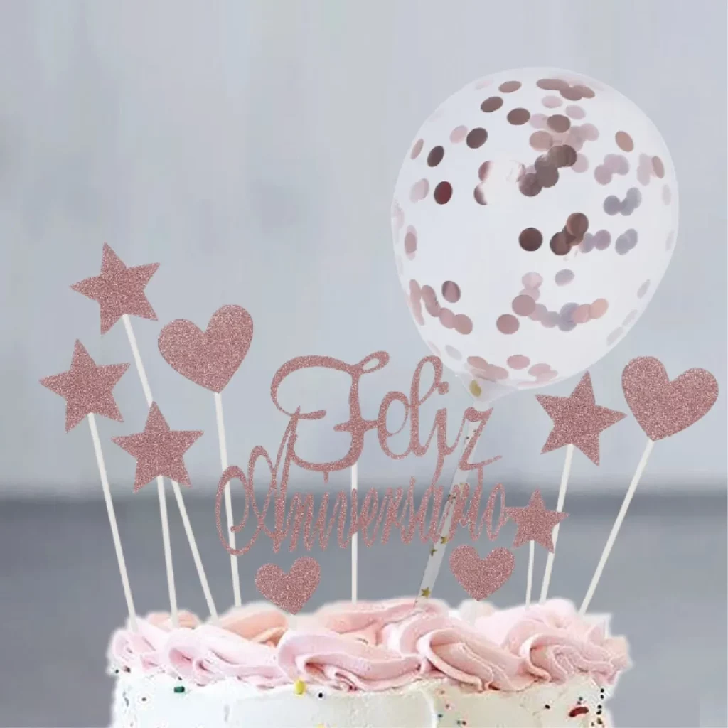 Kit de Aniversário de luxo 11pcs;Design elegante com cor dourada vibrante;Perfeito para todas as ocasiões de aniversário;Padrão 'Feliz Aniversário' para celebrar em estilo Complete a sua festa de aniversário com nosso Kit Topo de Bolo Dourado de 11 pcs. Perfeito para qualquer celebração!