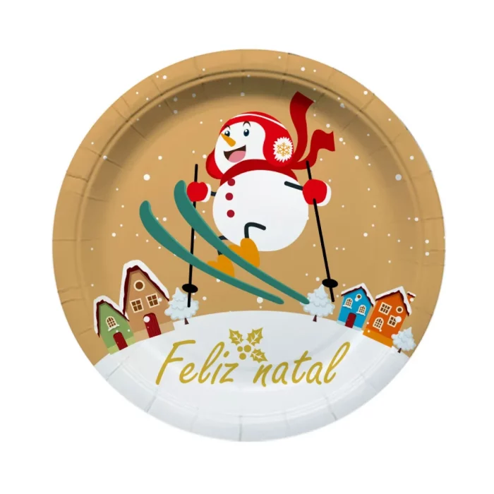 Conjunto de 6 pratos de papel de alta qualidade com tema de Natal