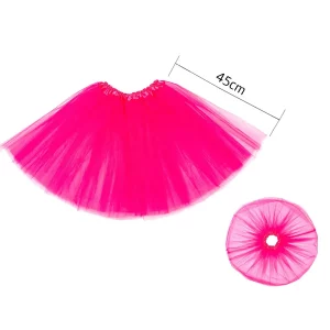 Saia de Tutu de 3 camadas cheia de friso para dar volume extra.Rosa Vermelha vibrante para um toque vibrante e alegre.Tamanho de 45cm