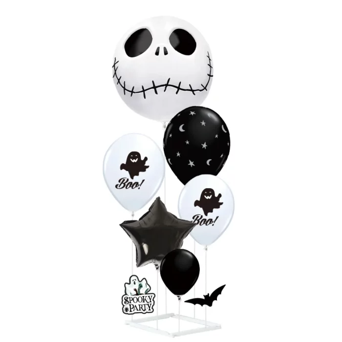 Conjunto de balões de Halloween: Este pacote inclui 6 balões temáticos de Halloween com impressão de esqueleto.Cor preta impactante: Esses balões de Halloween são de cor preta