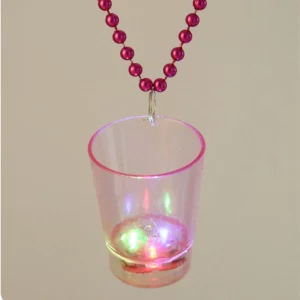 Este atraente Colar Copo Shot Glowing é perfeito para festas brilhantes e encontros noturnos.Com um copo rosa vermelho vibrante de 6mm