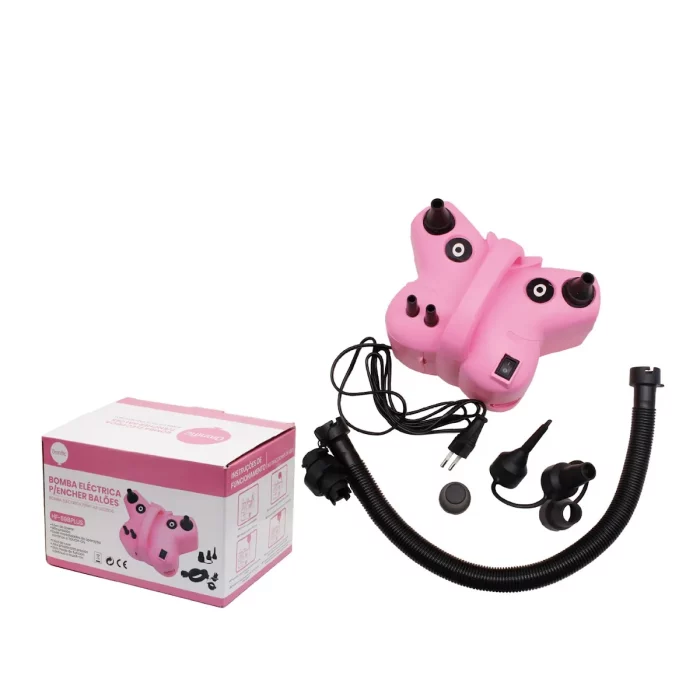 A Bomba Elétrica Rosa para Encher Balões HF-698 Plus é um item essencial para qualquer festa. Ela é projetada para encher balões de forma rápida e eficiente