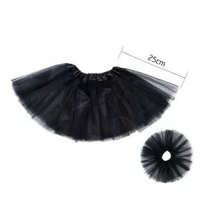 Saia de tutu preto de três camadas