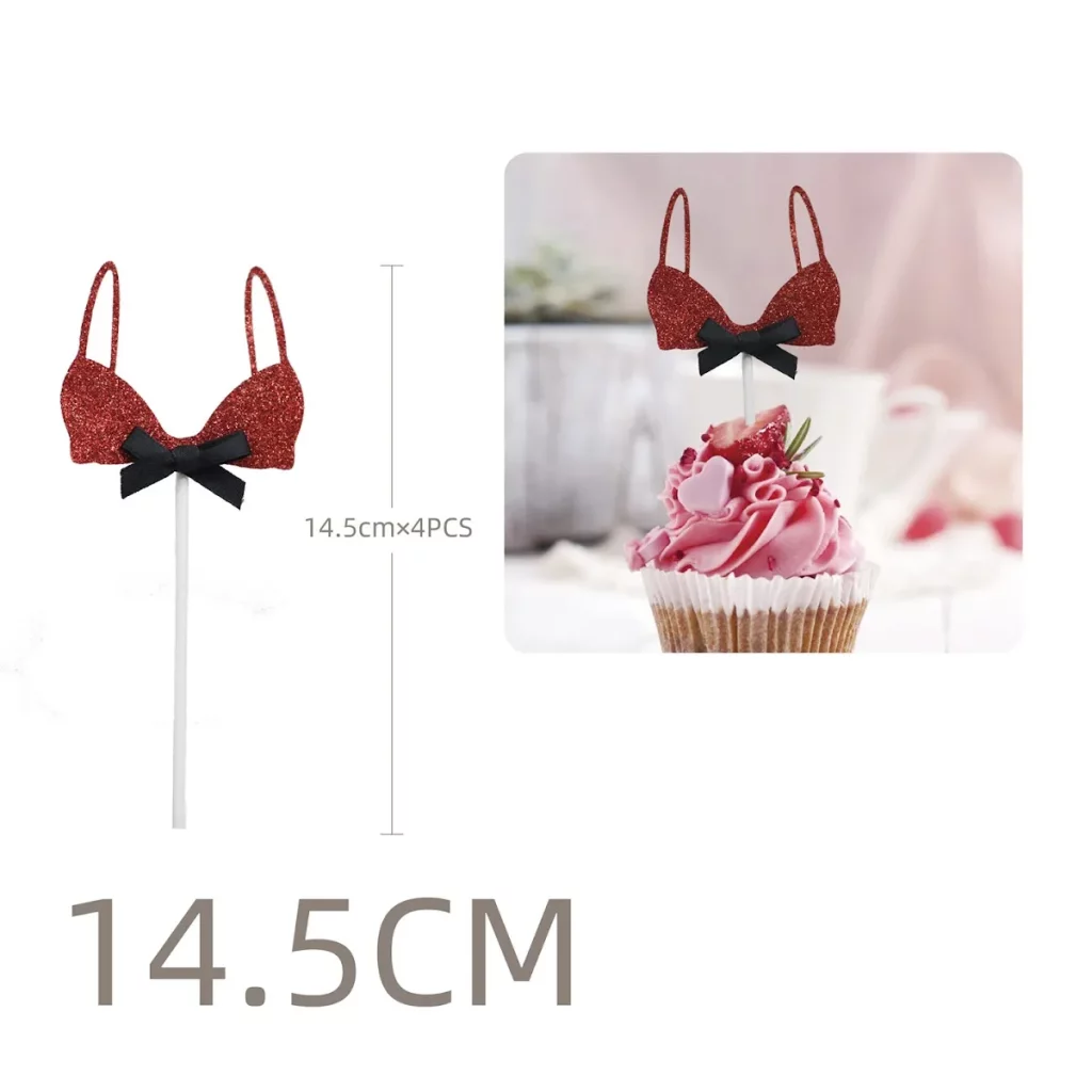 Conjunto de 4 topos de bolo com design de lingerie sexy