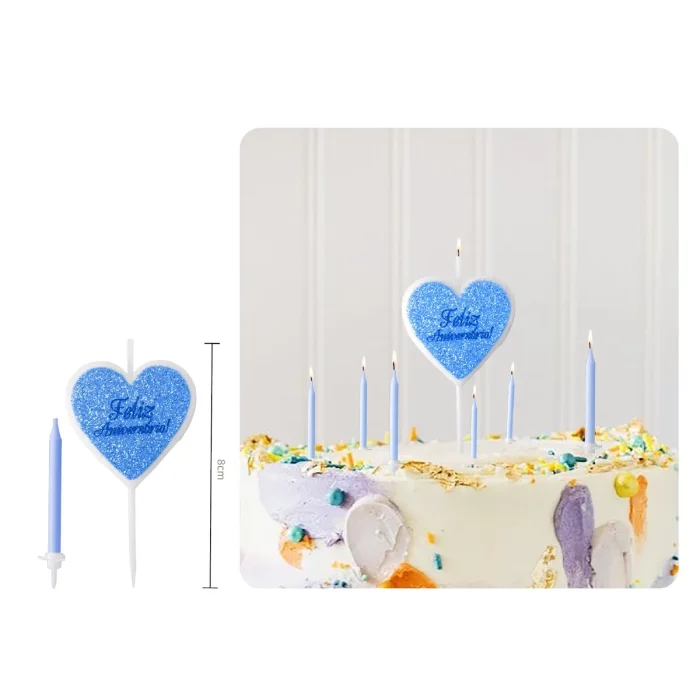 Vela de aniversário única e vibrante cor azul