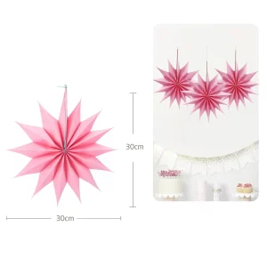 Rosetas de papel de alta qualidade em rosa espetacular;Ideal para decoração de festas e eventos;Tamanho ampliado de 30cm para nota de destaque Rosetas de papel rosa vívidas e encantadoras de 30cm