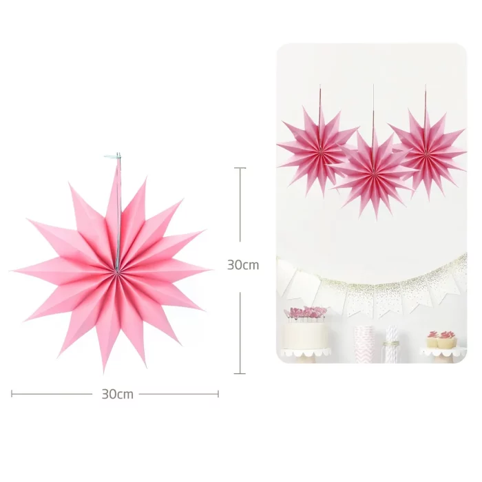 Rosetas de papel de alta qualidade em rosa espetacular;Ideal para decoração de festas e eventos;Tamanho ampliado de 30cm para nota de destaque Rosetas de papel rosa vívidas e encantadoras de 30cm