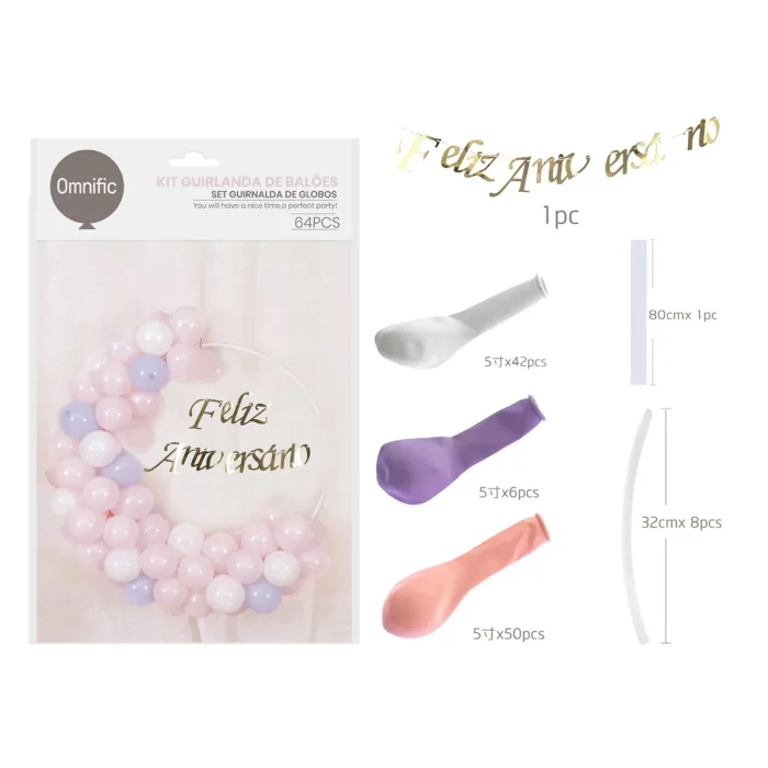 Este kit contém 64 balões coloridos de alta qualidade