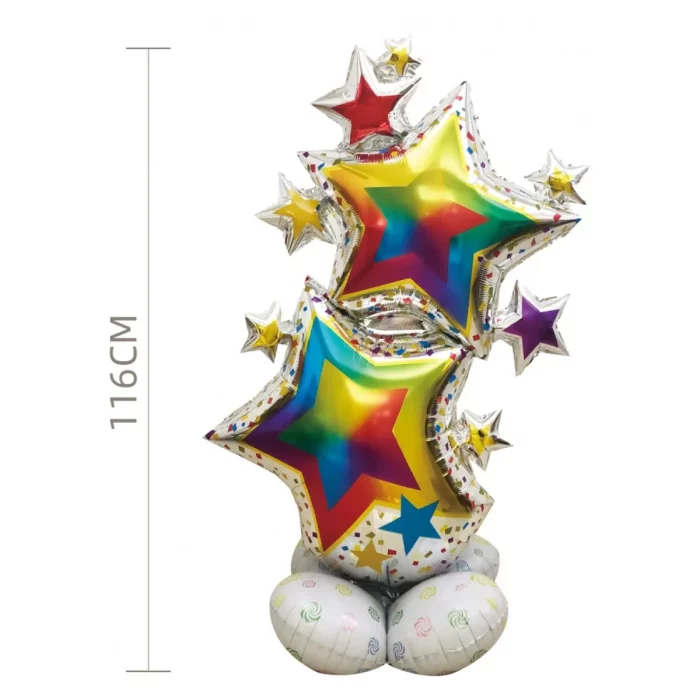 Este Balão de Alumínio Estrela Colorida é feito com alumínio durável e mede 78*116cm