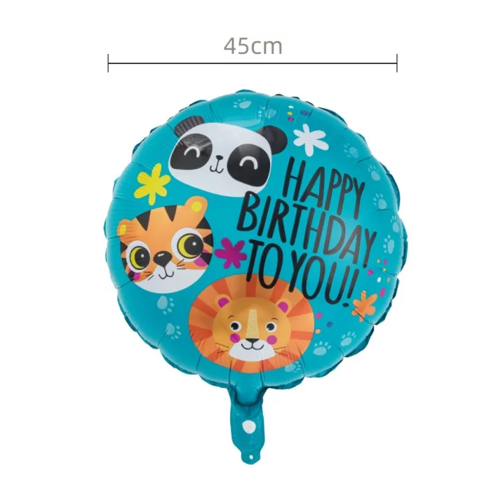 Balão com tema animal de 18 polegadas perfeito para aniversáriosnEmbalado individualmente para garantir a qualidade e a conveniêncianFormato circular